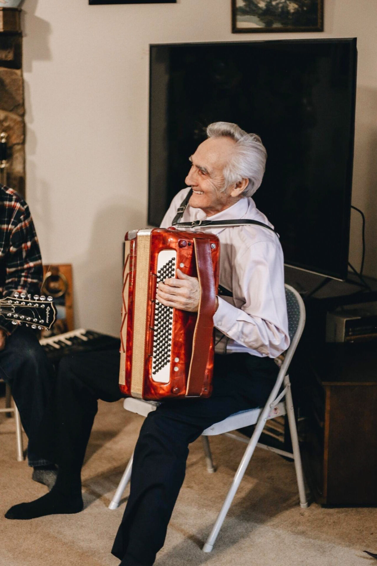 Stanley Mack playing the accordion