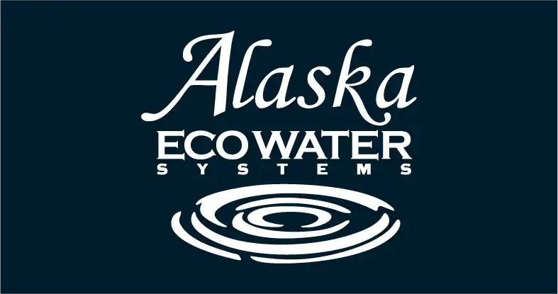 Alaska EcoWater logo on blue background.
