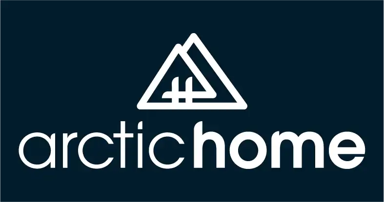 Arctic Home logo on blue background.